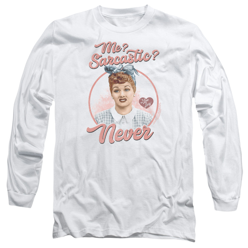 I Love Lucy Sarcastic Mens Long Sleeve Shirt White Officially Licensed Officially Licensed