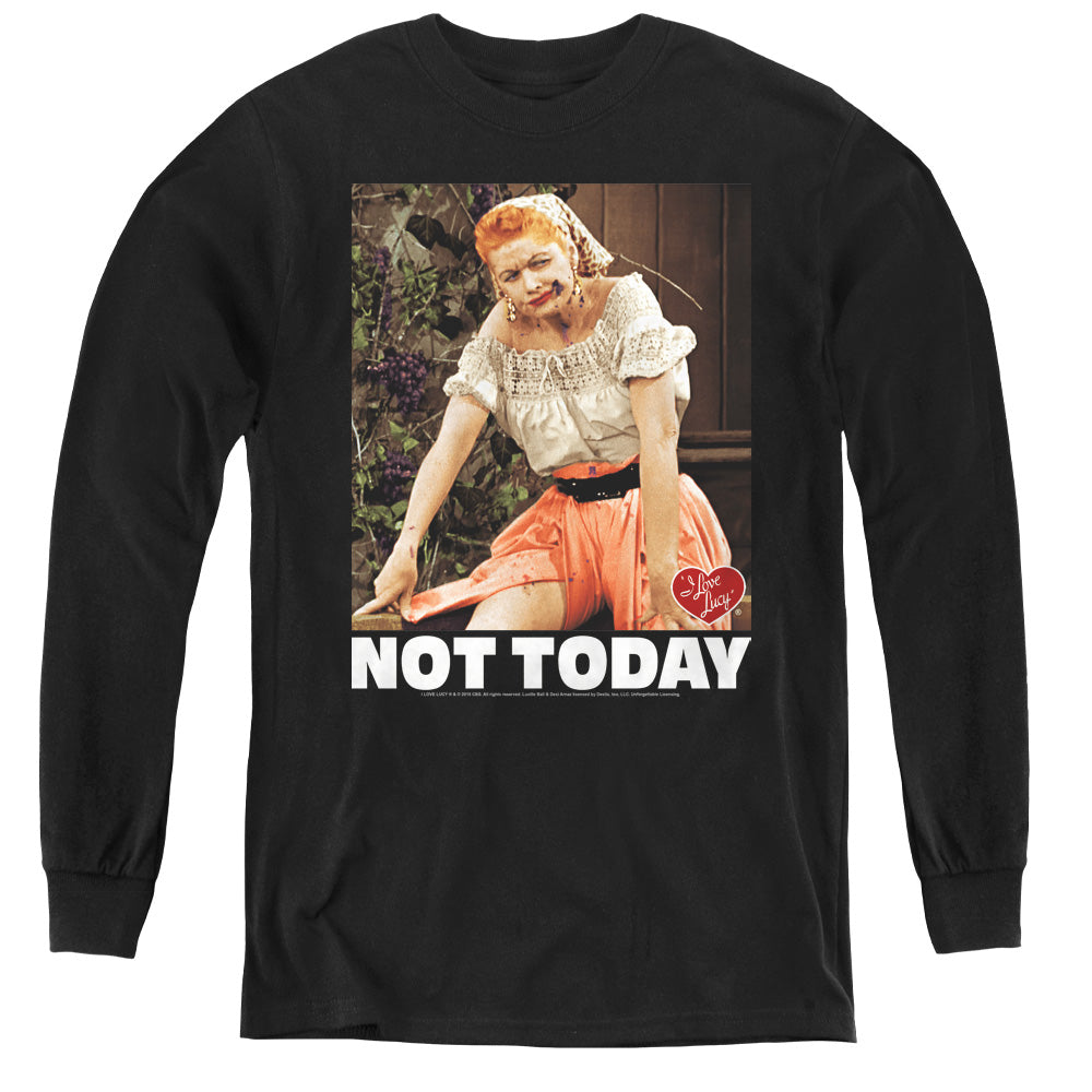I Love Lucy Not Today Long Sleeve Kids Youth T Shirt Black Officially Licensed