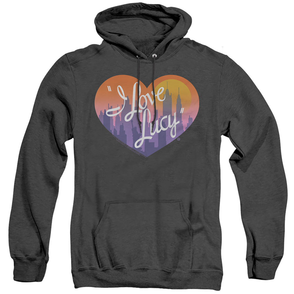 I Love Lucy Heart Of The City Mens Heather Hoodie Black Officially Licensed