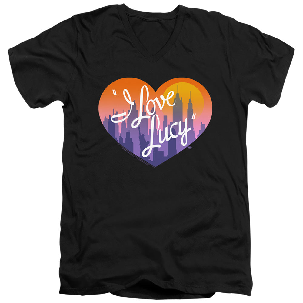 I Love Lucy Heart of the City Mens Slim Fit V-Neck T Shirt Black Officially Licensed