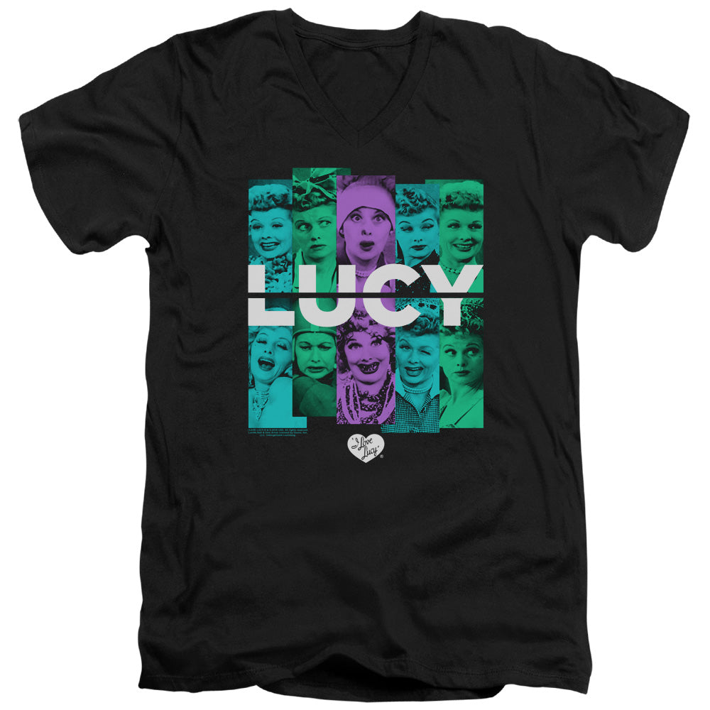 I Love Lucy Shades of Lucy Mens Slim Fit V-Neck T Shirt Black Officially Licensed