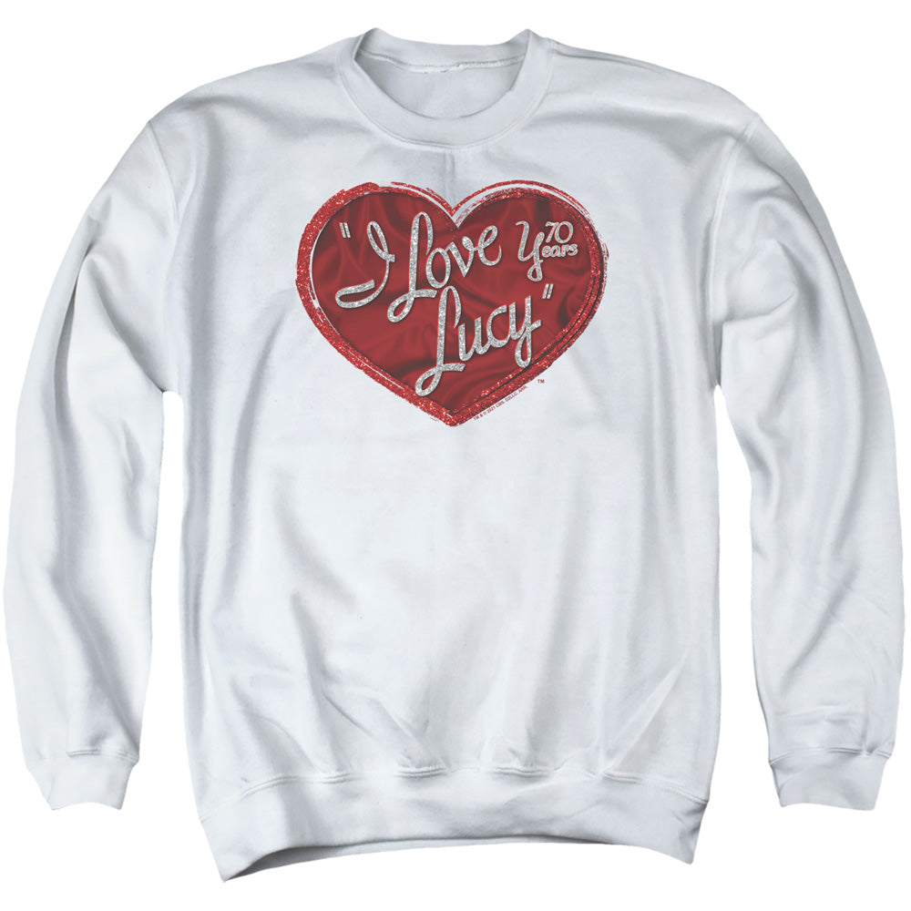 I Love Lucy Red Glitter 75 Mens Crewneck Sweatshirt White Officially Licensed