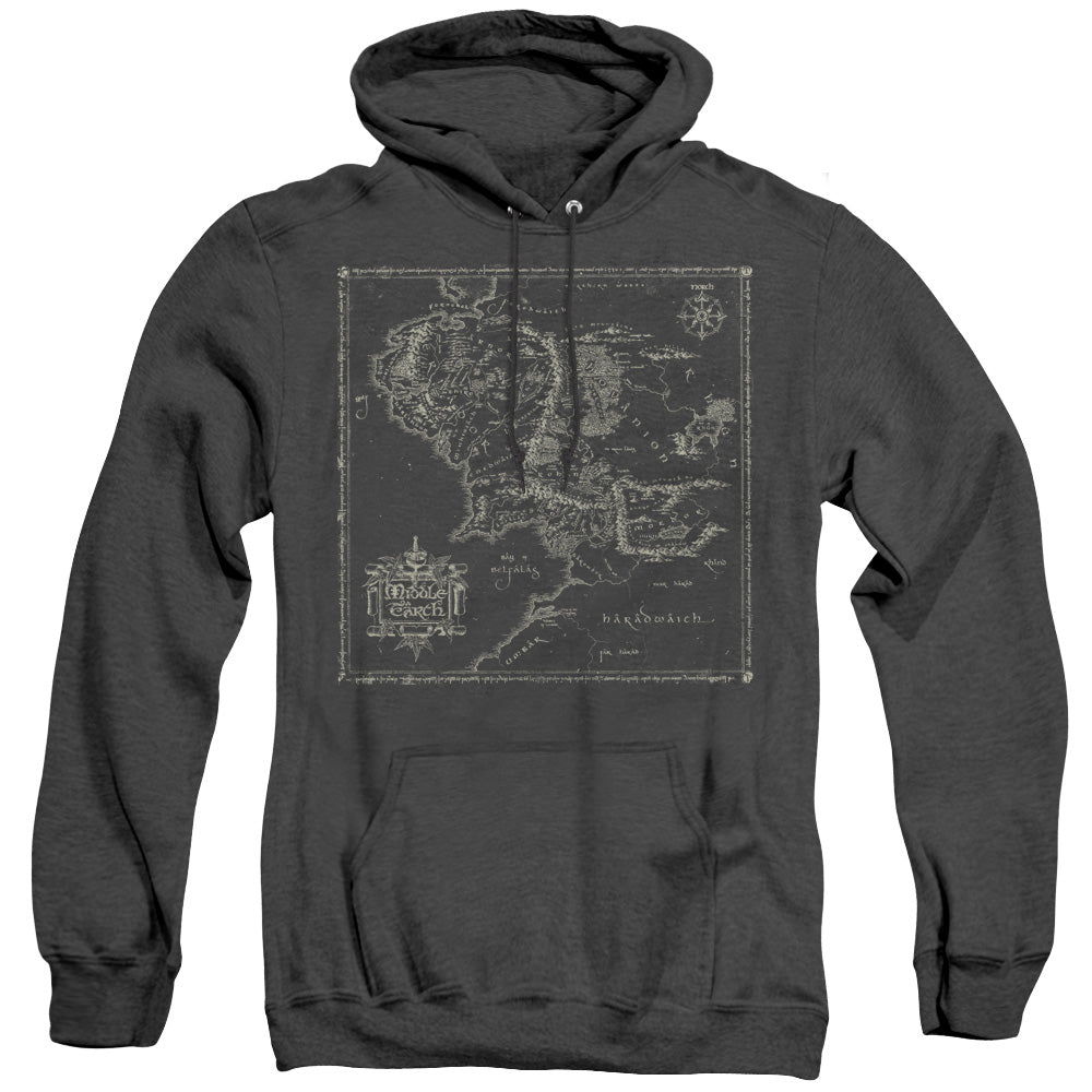 Lord Of The Rings Map Of Me Mens Heather Hoodie Black Officially Licensed
