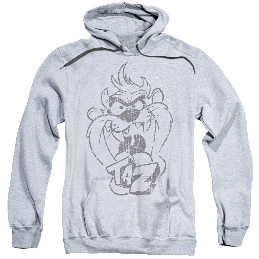Looney Tunes Faded Taz Mens Hoodie Athletic Heather Officially Licensed