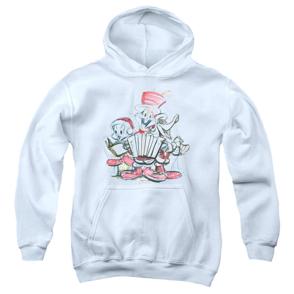 Looney Tunes Holiday Sketch Kids Youth Hoodie White Officially Licensed