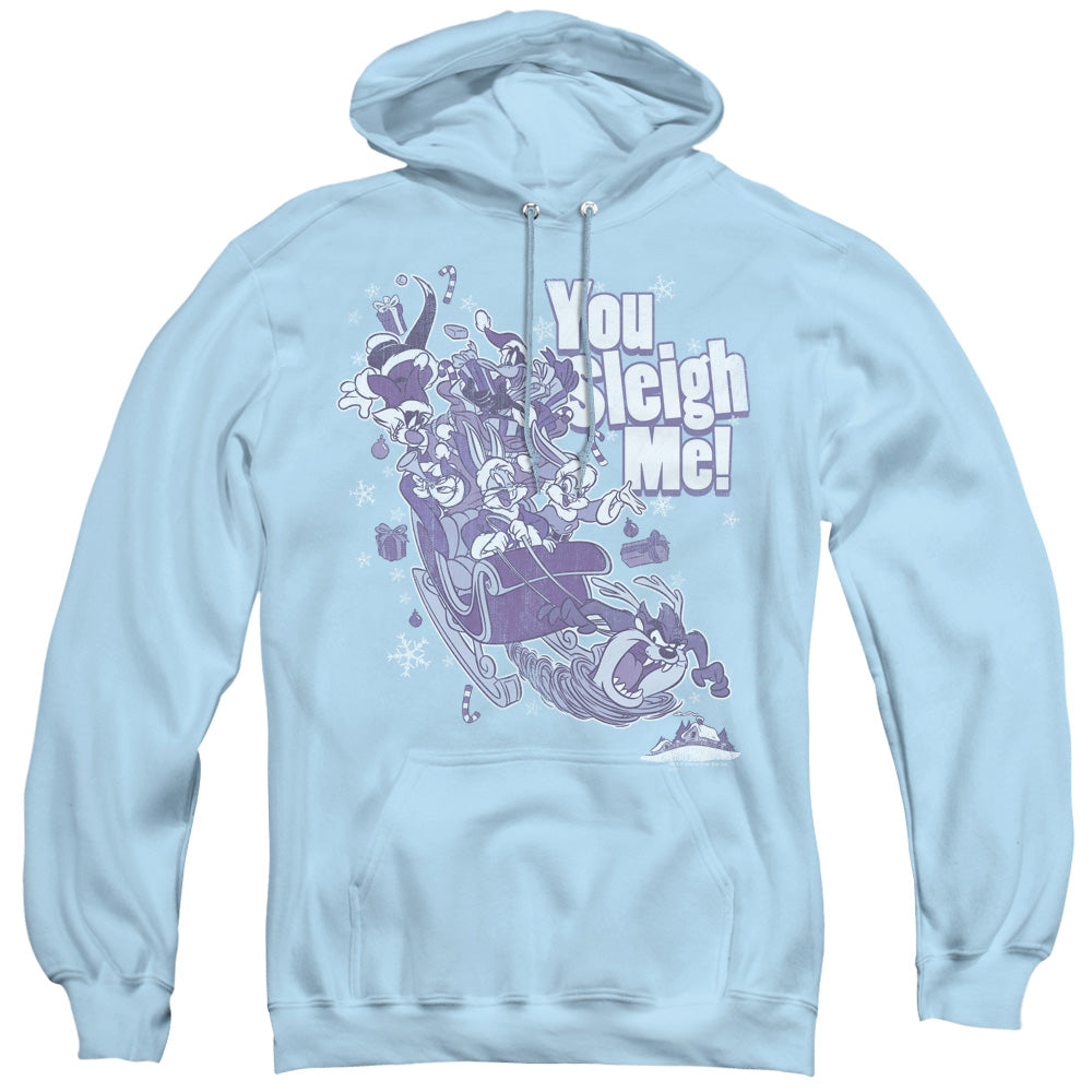 Looney Tunes You Sleigh Me Mens Hoodie Light Blue Officially Licensed