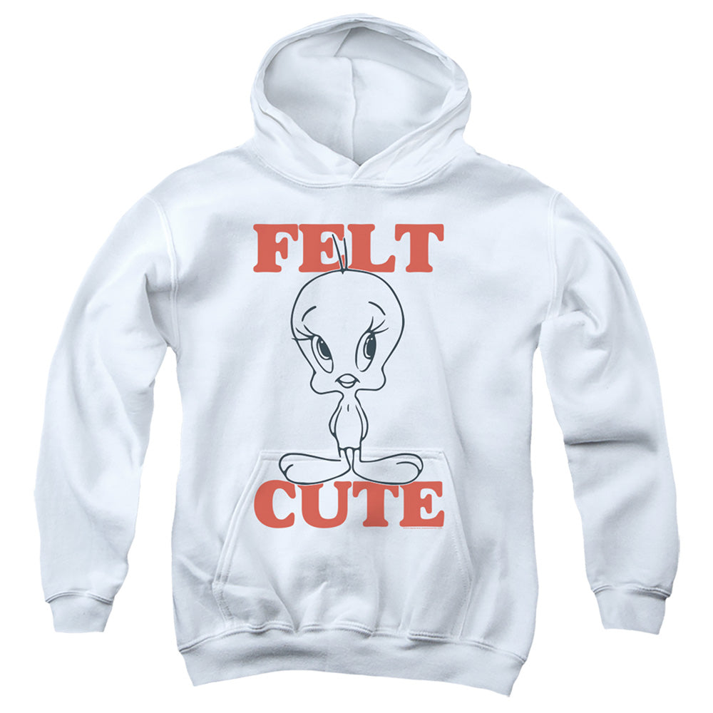 Looney Tunes Felt Cute Kids Youth Hoodie White Officially Licensed