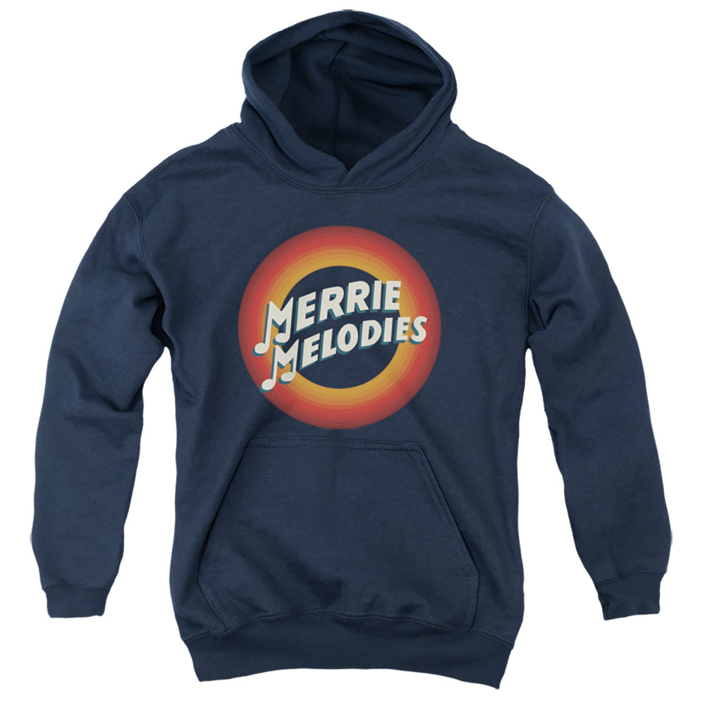 Looney Tunes Merrie Logo Kids Youth Hoodie Navy Blue Officially Licensed