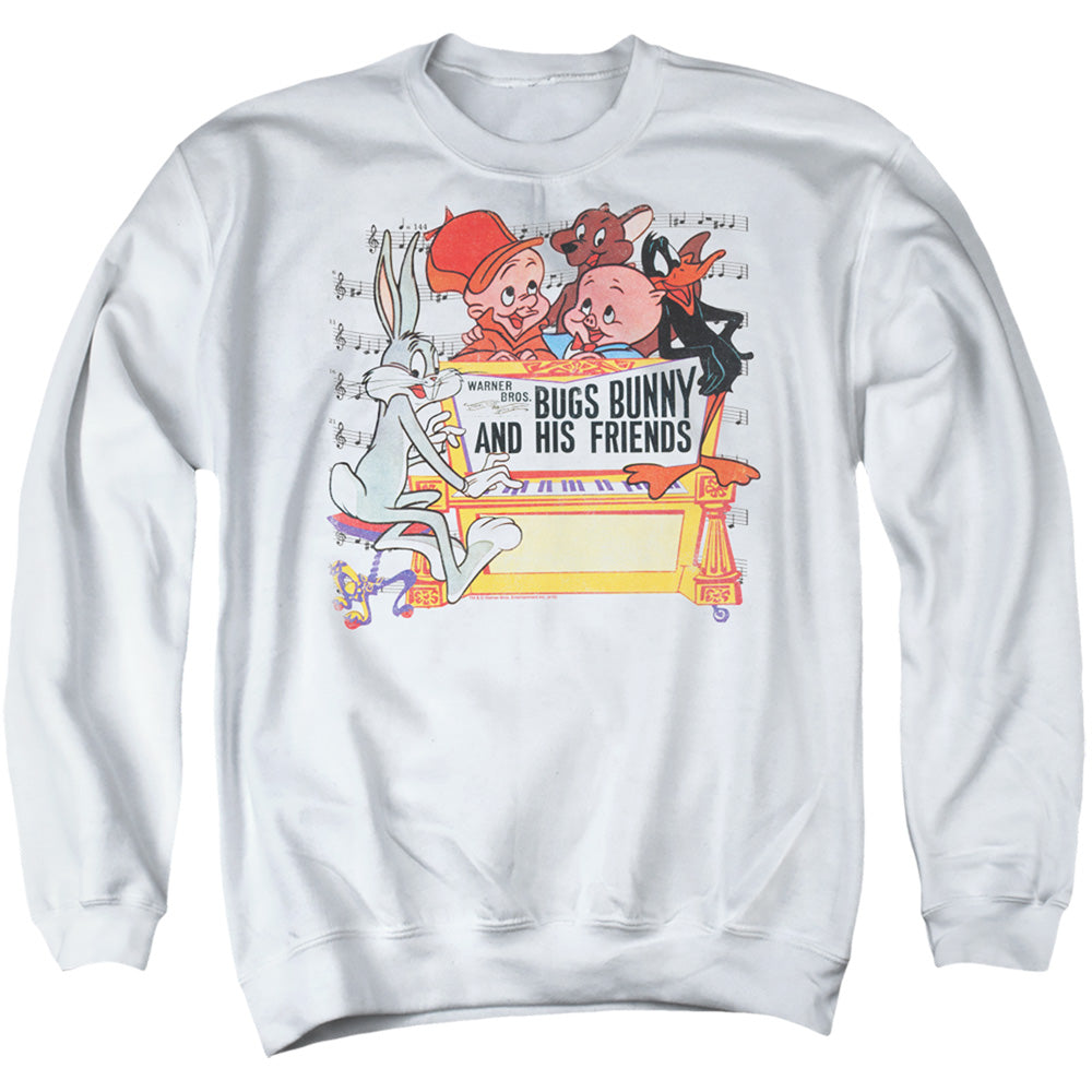 Looney Tunes Bugs And Friends Mens Crewneck Sweatshirt White Officially Licensed