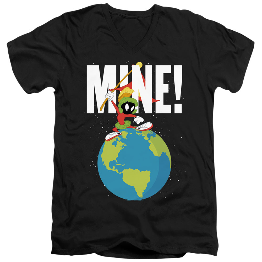 Looney Tunes Mine Mens Slim Fit V-Neck T Shirt Black Officially Licensed