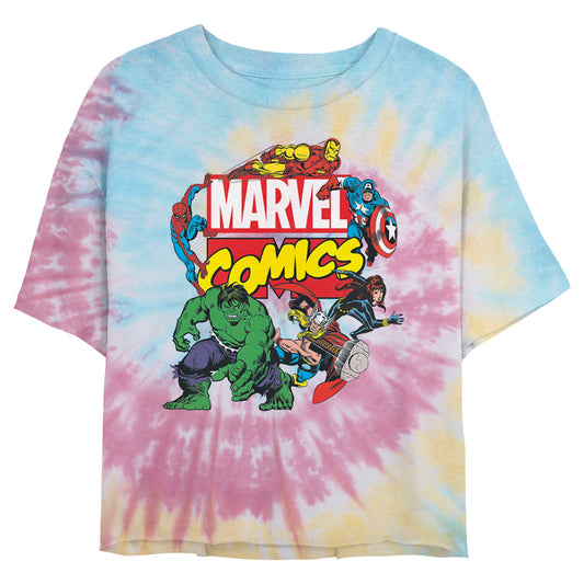 Marvel ClassicLogo Avengers Junior's Tie-Dye Swirl T Shirt