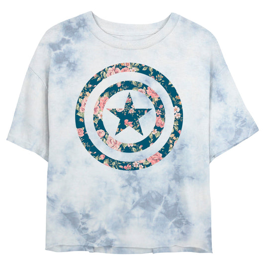 Marvel Captain Floral Bombard Junior's Tie-Dye T Shirt