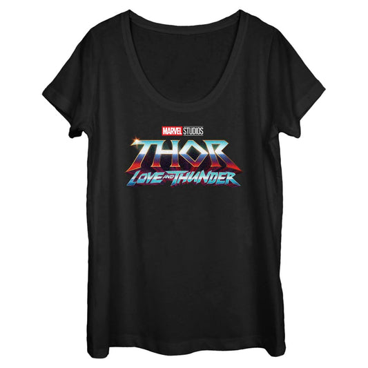 Marvel Thunder Logo Scoop Neck Womens  T Shirt