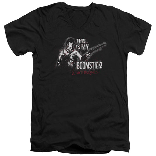 Army Of Darkness Boomstick Mens Slim Fit V-Neck T Shirt Black Officially Licensed