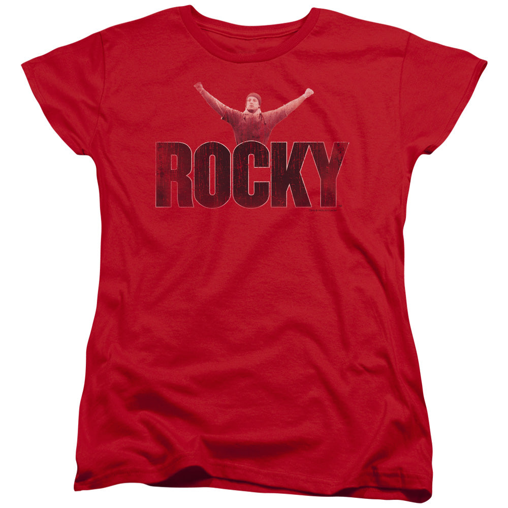 Rocky Victory Distressed Womens T Shirt Red Officially Licensed
