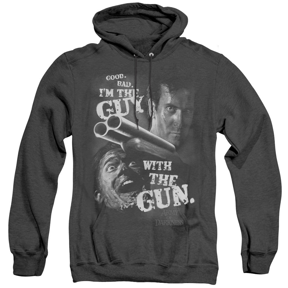 Army Of Darkness Guy With The Gun Mens Heather Hoodie Black Officially Licensed