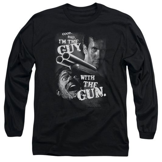 Army Of Darkness Guy With The Gun Mens Long Sleeve Shirt Black Officially Licensed