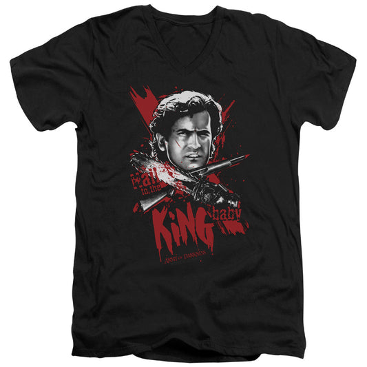 Army Of Darkness Hail To The King Mens Slim Fit V-Neck T Shirt Black Officially Licensed