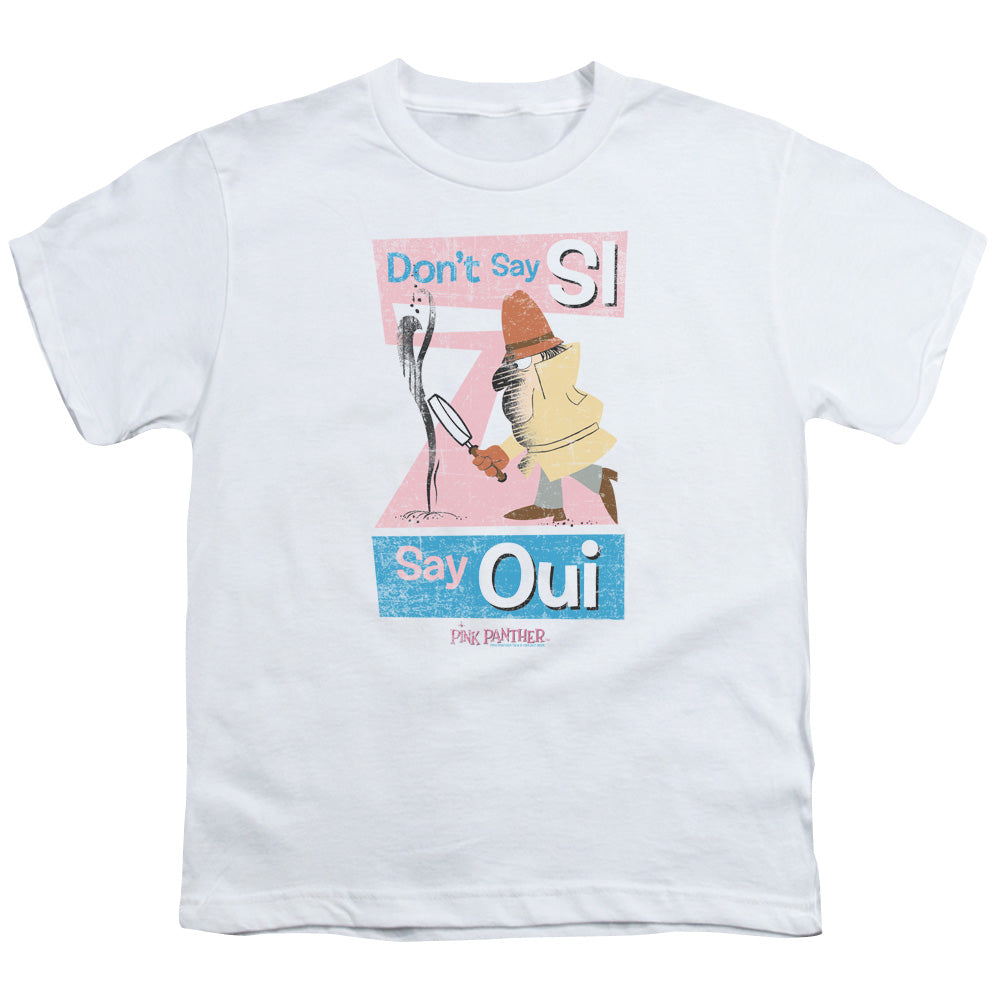 Pink Panther Say Oui Kids Youth T Shirt White Officially Licensed