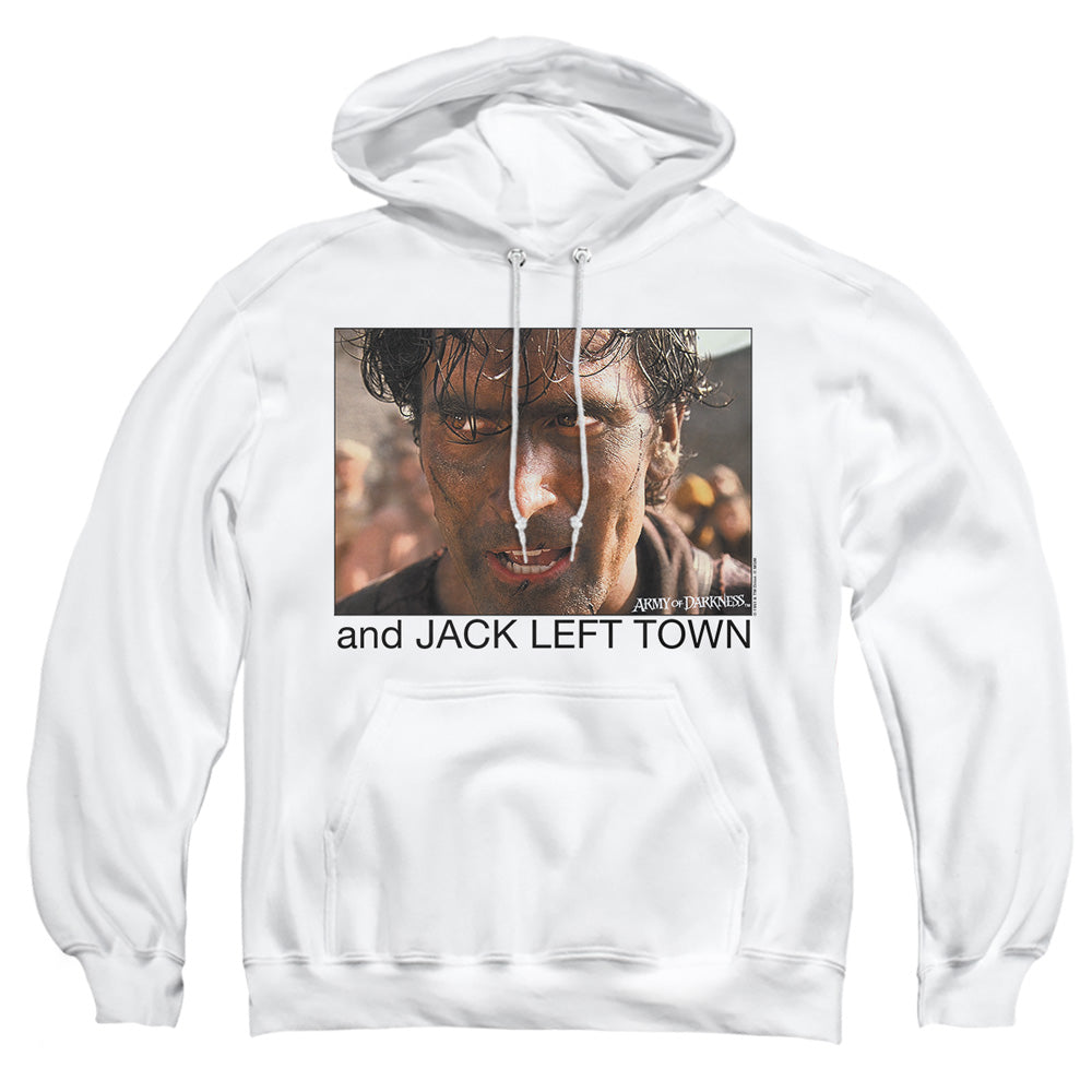 Army Of Darkness Jack Left Town Mens Hoodie White Officially Licensed