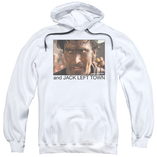 Army Of Darkness Jack Left Town Mens Hoodie White Officially Licensed