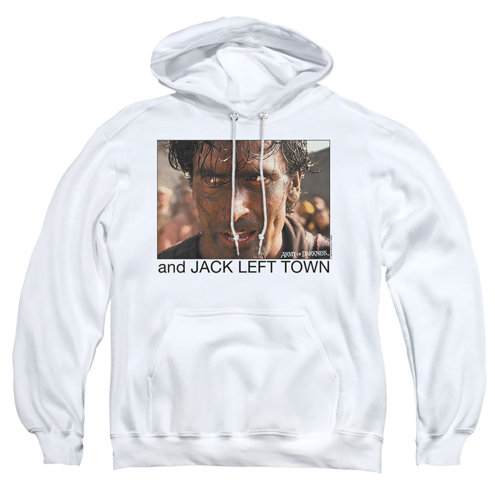 Army Of Darkness Jack Left Town Mens Hoodie White Officially Licensed