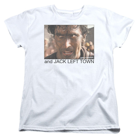 Army Of Darkness Jack Left Town Womens T Shirt White Officially Licensed