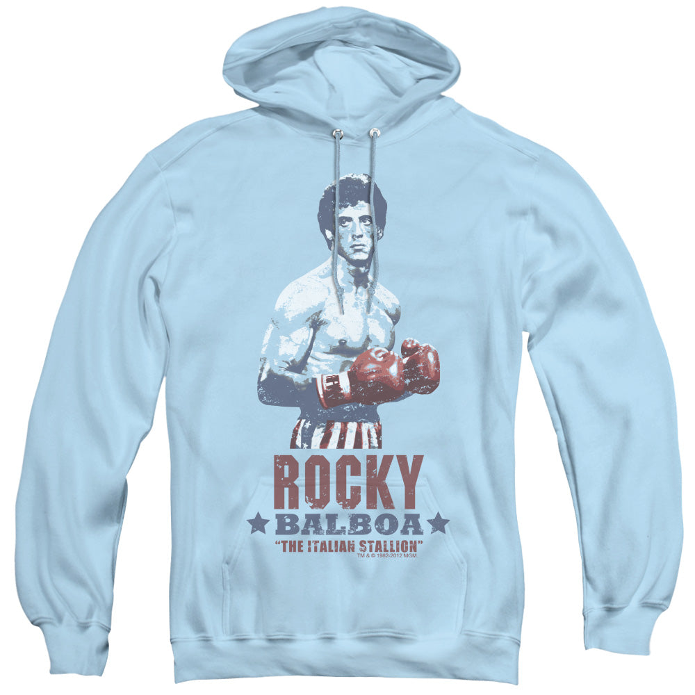 Rocky Balboa Mens Hoodie Light Blue Officially Licensed