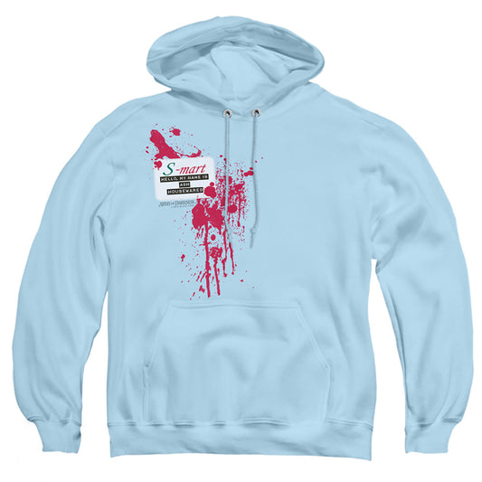 Army Of Darkness S Mart Name Tag Mens Hoodie Light Blue Officially Licensed