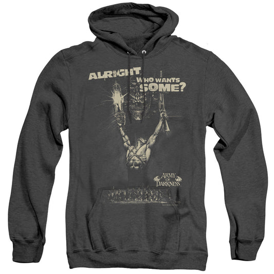 Army Of Darkness Want Some Mens Heather Hoodie Black Officially Licensed