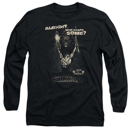 Army Of Darkness Want Some Mens Long Sleeve Shirt Black Officially Licensed