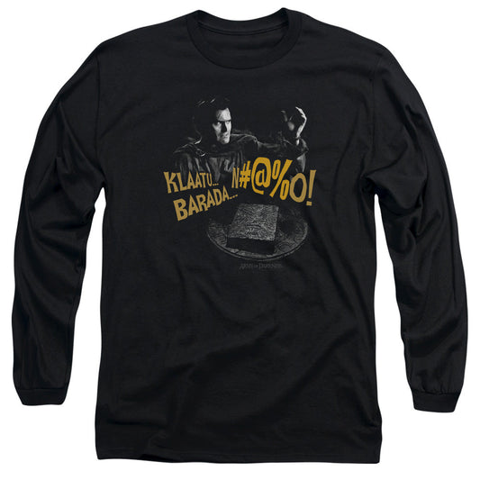 Army Of Darkness Klaatu...Barada Mens Long Sleeve Shirt Black Officially Licensed