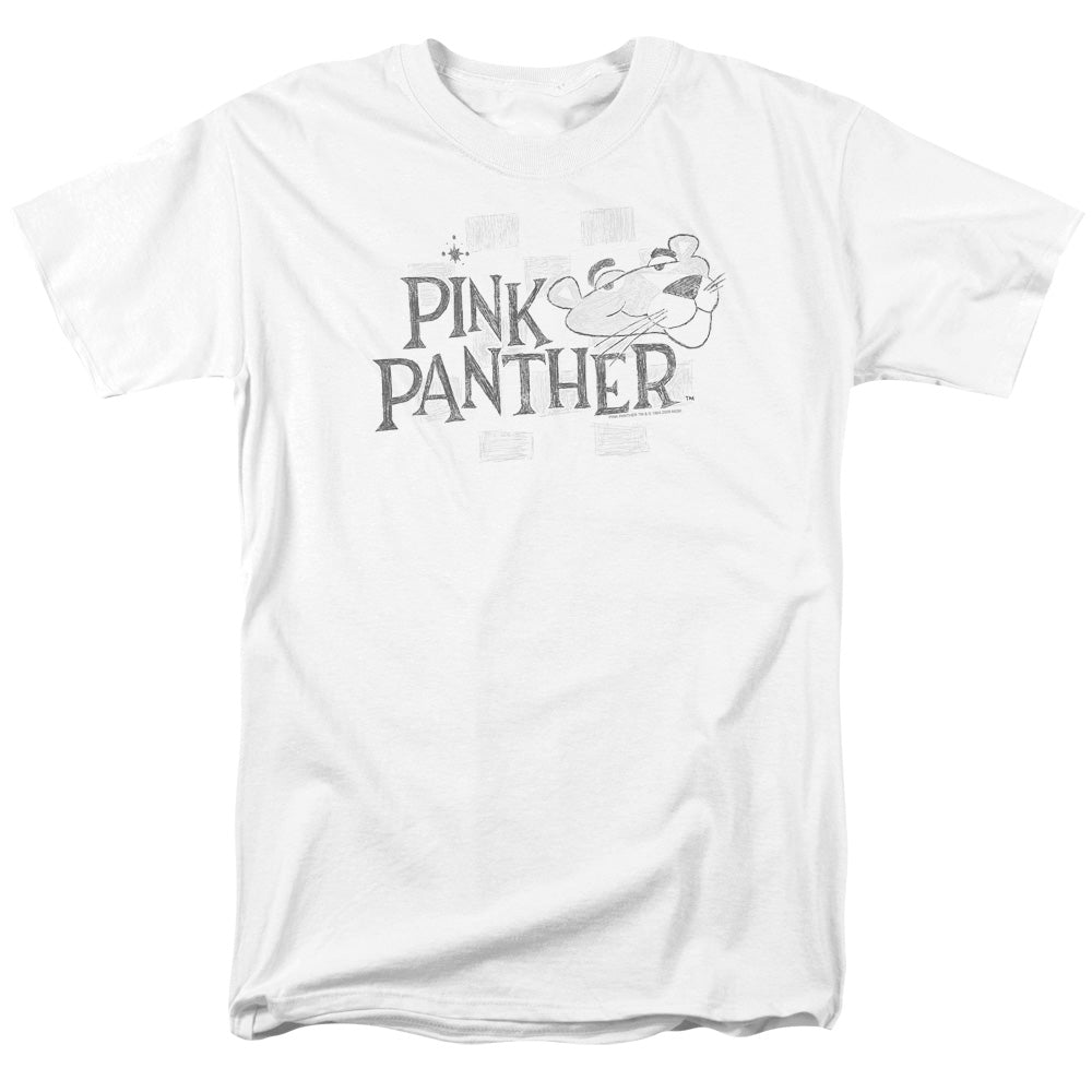 Pink Panther Sketch Logo Mens T Shirt White Officially Licensed