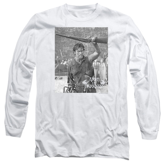 Army Of Darkness Boom Mens Long Sleeve Shirt White Officially Licensed