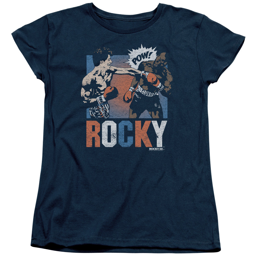 Rocky Rocky Pow Womens T Shirt Navy Blue Officially Licensed