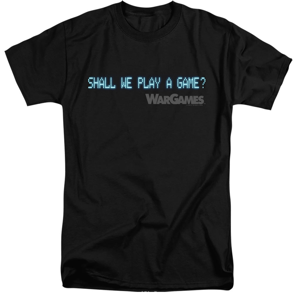 Wargames Shall We Mens Tall T Shirt Black Officially Licensed