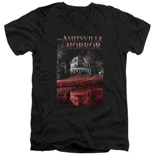 Amityville Horror Cold Blood Mens Slim Fit V-Neck T Shirt Black Officially Licensed