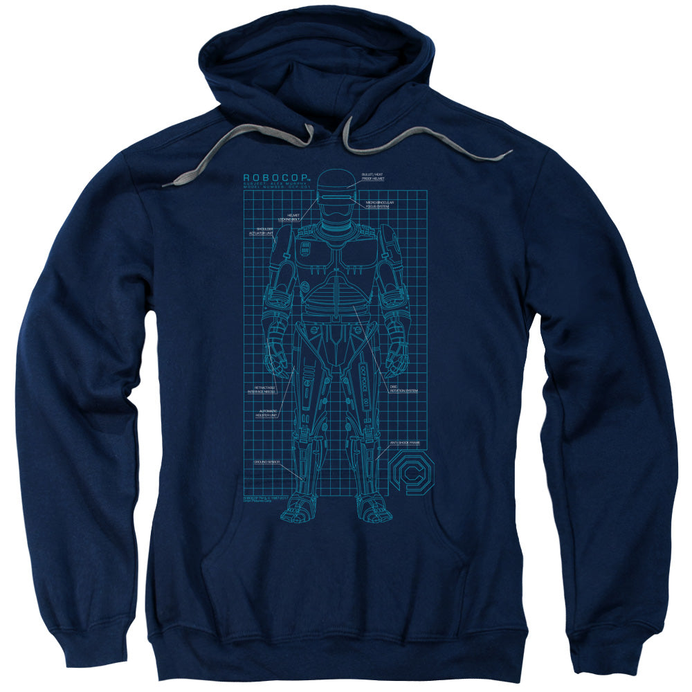 Robocop Schematic Mens Hoodie Navy Blue Officially Licensed