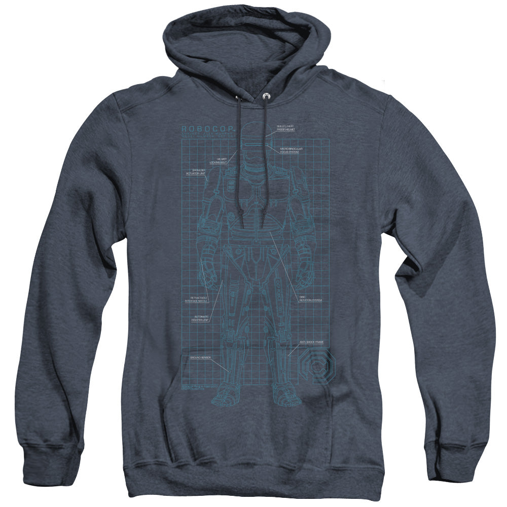 Robocop Schematic Heather Mens Hoodie Navy Blue Officially Licensed