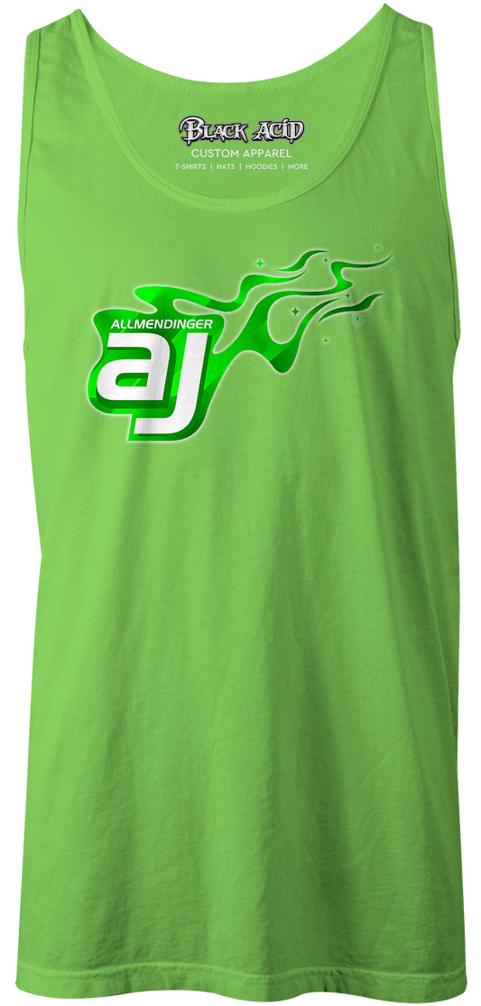 AJ Allmendinger - Men's Tank Green Flame Logo