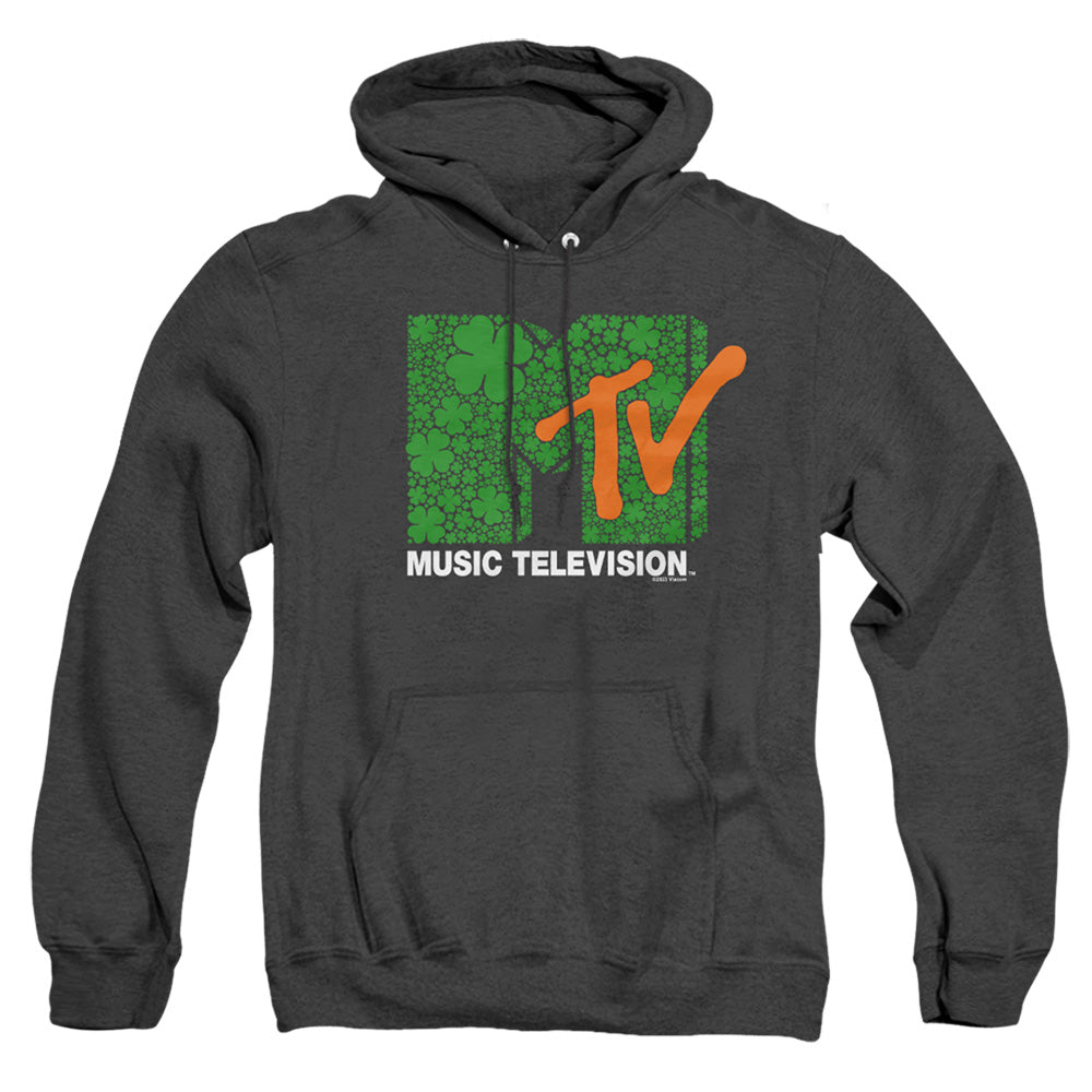 Mtv St. Patrick'S Day Shamrock Logo Mens Heather Hoodie Black Officially Licensed