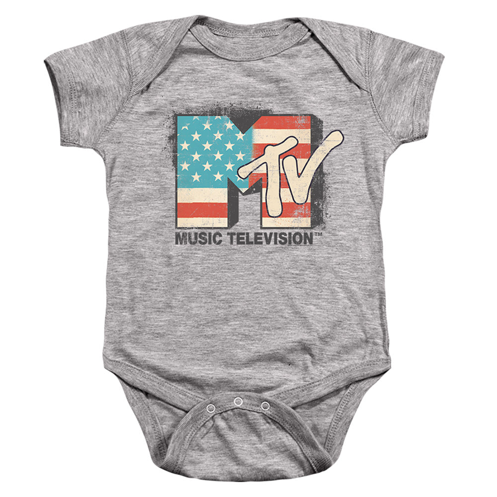 Mtv Americana Logo Infant Baby Snapsuit Athletic Heather Officially Licensed