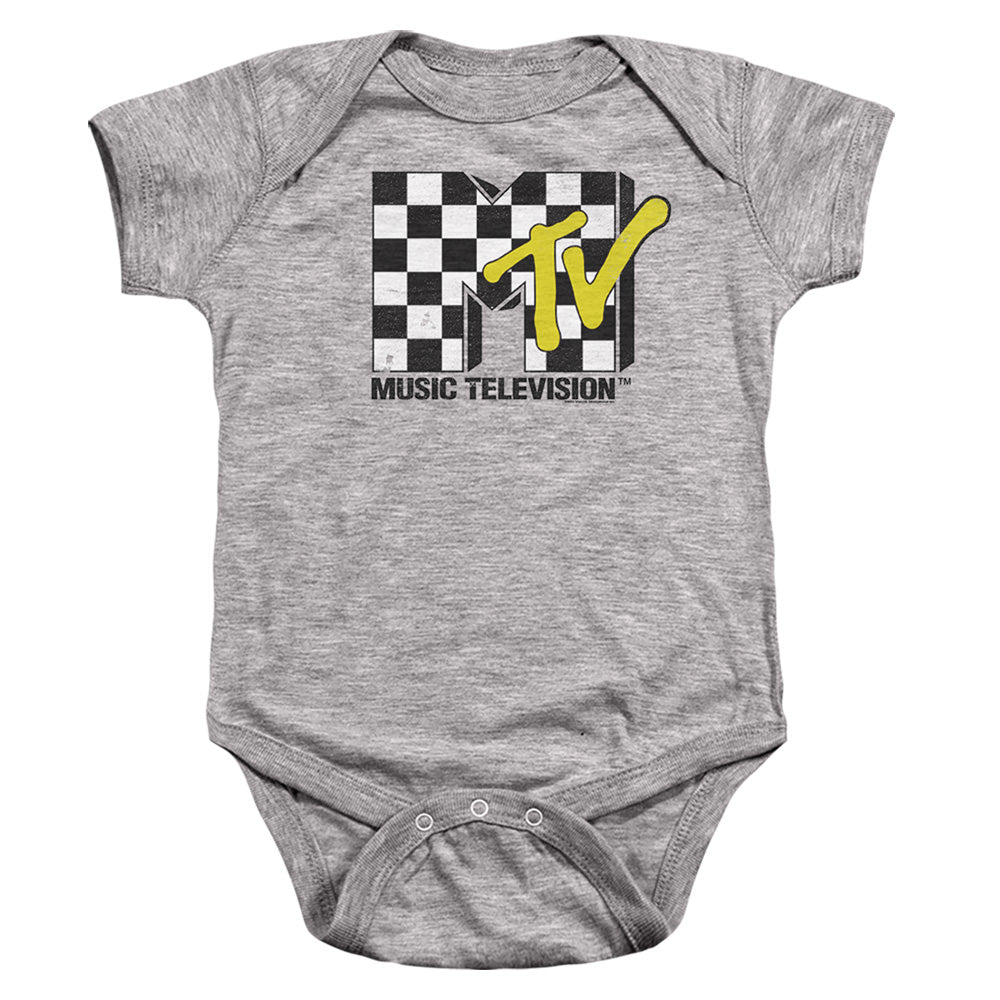 Mtv Checkered Logo Infant Baby Snapsuit Athletic Heather Officially Licensed