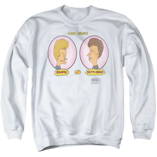 Beavis And Butthead Heads In Ovals Mens Crewneck Sweatshirt White Officially Licensed