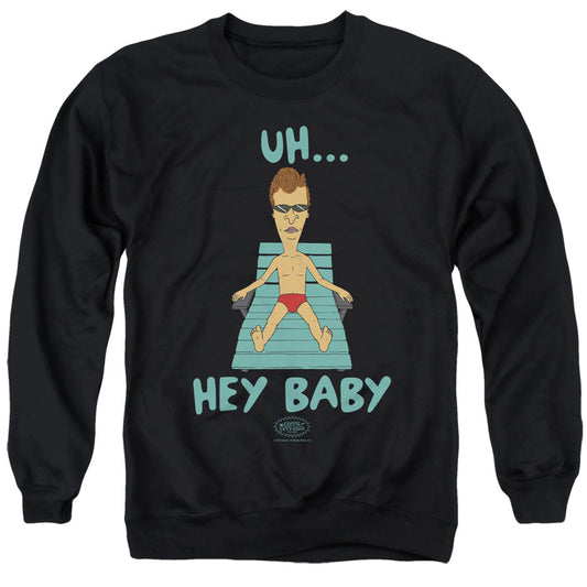 Beavis And Butthead Uh Hey Baby Mens Crewneck Sweatshirt Black Officially Licensed