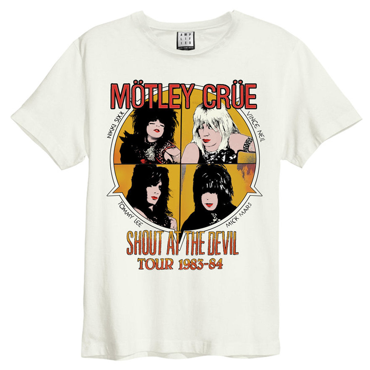Motley Crue Shout At The Devil Vintage White T Shirt [T-Shirt] - Rock Band Apparel