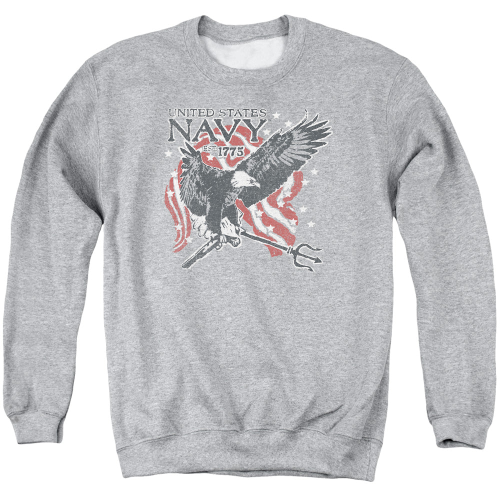Navy Trident Mens Crewneck Sweatshirt Athletic Heather Officially Licensed