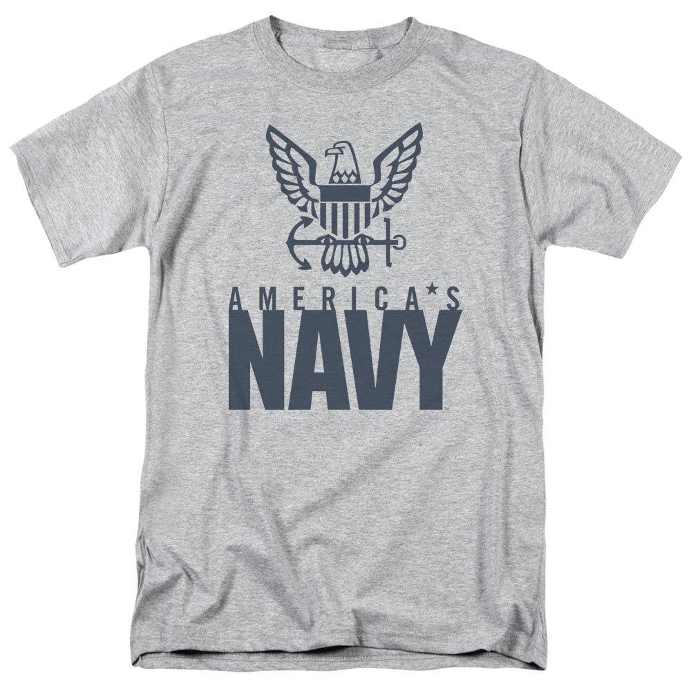 Navy Eagle Logo Mens T Shirt Athletic Heather Officially Licensed