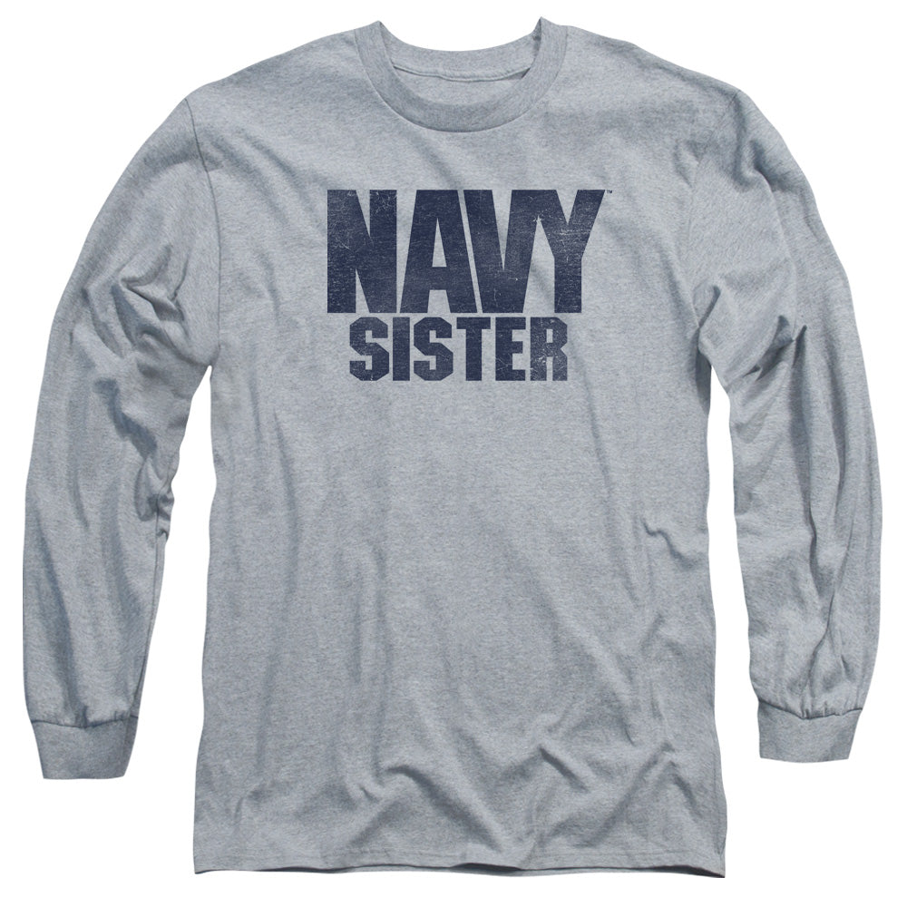 Navy Sister Mens Long Sleeve Shirt Athletic Heather Officially Licensed