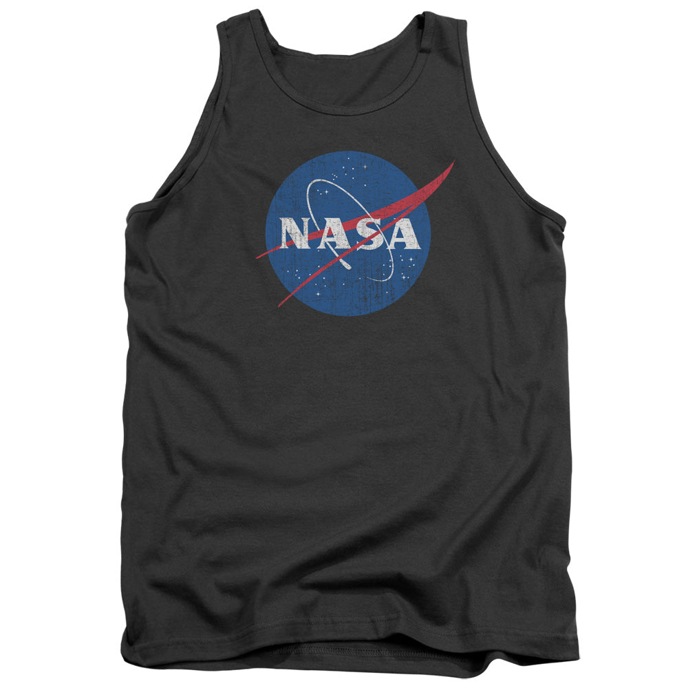 Nasa Meatball Logo Distressed Mens Tank Top Shirt Charcoal Officially Licensed